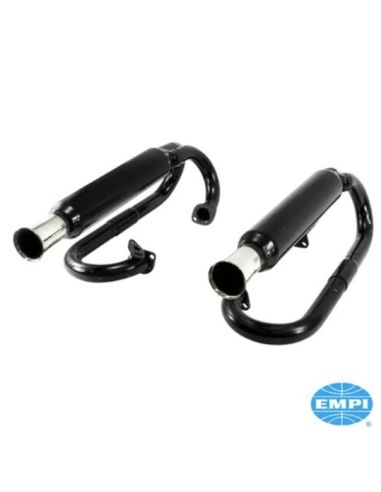 Exhaust system, Dual, black with chrome tips