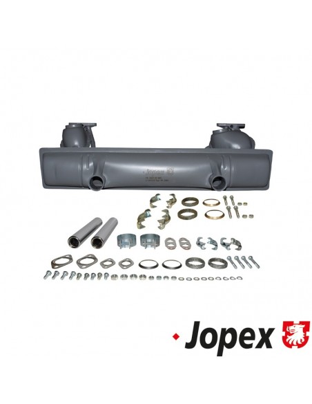 Complete exhaust kit with tail pipes and mounting kit, OE style, E-/TÜV approved