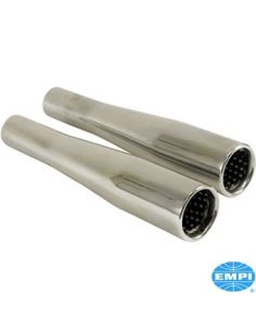 Tapered tail pipe set with baffle, chrome, 2 pieces