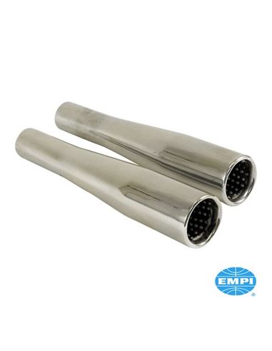 Tapered tail pipe set with baffle, chrome, 2 pieces