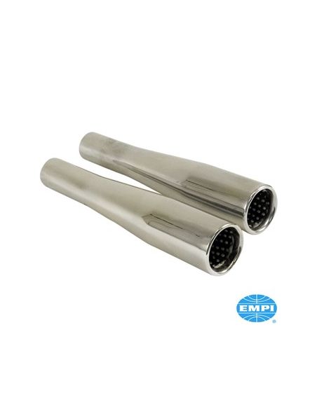 Tapered tail pipe set with baffle, chrome, 2 pieces